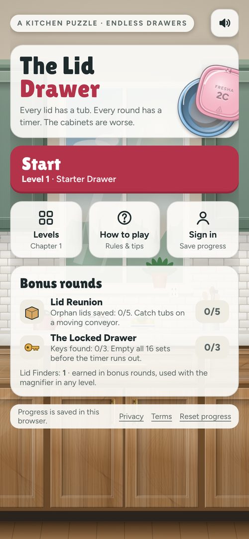 The Lid Drawer home screen