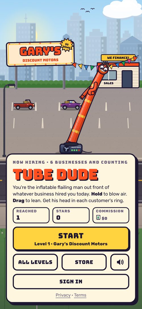 Tube Dude home screen at Gary's Discount Motors